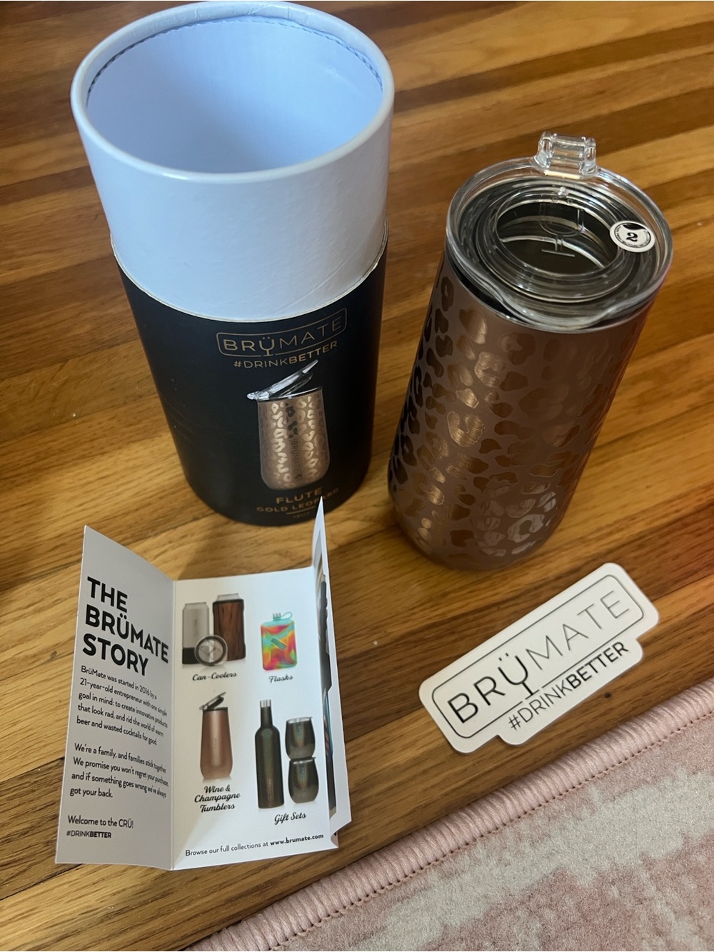 BrüMate Flute Tumbler in Metallic Gold Leopard
